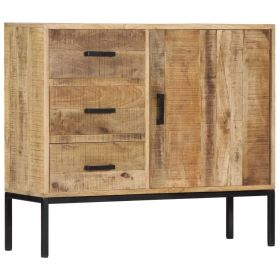 RUSTIC BROWN SOLID MANGO WOOD SIDEBOARD | 34.6" X 11.8" X 28" | CHARMING STORAGE CABINET