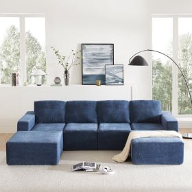 Luxurious 110"x72" Modular U-Shaped Sectional Sofa | Chenille Upholstered Floor Couch Set | Premium Indoor Living Room Furniture