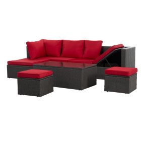 7 PCS Seasonal Patio Furniture Set - PE Wicker Outdoor Lounger Sofa | Stylish & Durable Outdoor Furniture
