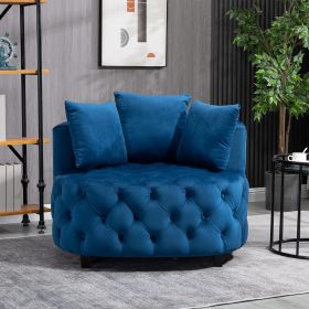 Elegant Blue Barrel Accent Chair - Modern Classical Leisure Sofa for Living Room