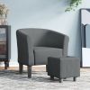 Tub Chair with Footstool Dark Gray Fabric
