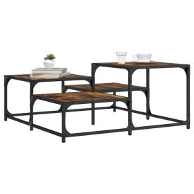 Luxurious Smoked Oak Coffee Table – 34.4”x34.4”x15.7” | Premium Engineered Wood for Stylish Living