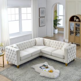 82.2-Inch Velvet Corner Sofa , L-Shaped Sectional Couch, 5-Seater Corner Sofas with 3 Cushions for Living Room, Bedroom, Apartment, Office