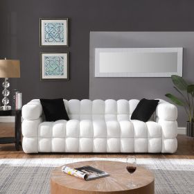 ULTRA-COMFY 84" MARSHMALLOW BOUCLE SOFA | WHITE 3-SEATER FOR PERFECT BODY FIT