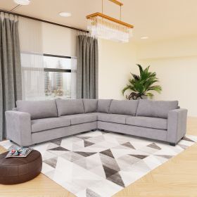 Chic Grey L-Shaped Sectional Sofa for Living Room & Bedroom | Modern Apartment Couch with Solid Wood Frame - Durable Polyester Fabric