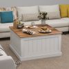 COZY RUSTIC FARMHOUSE COFFEE TABLE | 31.5" SQUARE WOOD CENTERPIECE WITH LIFT TOP