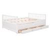 FULL SIZE DAYBED w/ TWIN TRUNDLE & STORAGE DRAWERS | ELEGANT WHITE SOFA BED