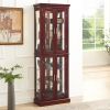 Curio Cabinet Lighted Curio Diapaly Cabinet with Adjustable Shelves and Mirrored Back Panel, Tempered Glass Doors (Cherry, 6 Tier)