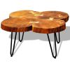 Coffee Table 13.8" 4 Trunks Solid Sheesham Wood - Brown