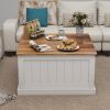 COZY RUSTIC FARMHOUSE COFFEE TABLE | 31.5" SQUARE WOOD CENTERPIECE WITH LIFT TOP