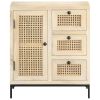 Sideboard 23.6"x13.8"x27.6" Solid Mango Wood and Natural Cane - Brown