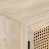 Sideboard 23.6"x13.8"x27.6" Solid Mango Wood and Natural Cane - Brown
