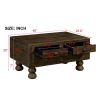 Solid Wood Rectangle Coffee Table for Living Room, 40-Inch Antique Coffee Table with 4 Drawers