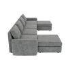 [VIDEO provided][New]115*58" Chenille Modular Sectional Sofa,U Shaped Reversible Couch,Free Combination,6 Seat Sleeper Sofa Bed with Ottoman