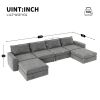 [VIDEO provided][New]115*58" Chenille Modular Sectional Sofa,U Shaped Reversible Couch,Free Combination,6 Seat Sleeper Sofa Bed with Ottoman