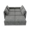 [VIDEO provided][New]115*58" Chenille Modular Sectional Sofa,U Shaped Reversible Couch,Free Combination,6 Seat Sleeper Sofa Bed with Ottoman