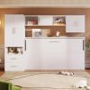 STYLISH WHITE TWIN MURPHY BED | STORAGE DRAWERS, OPEN SHELVES & BUILT-IN WARDROBE – SPACE-SAVING FURNITURE