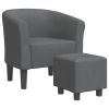 Tub Chair with Footstool Dark Gray Fabric