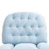 360Â° Swivel Recliner Adjustable Chair Chenille Glider Swivel Reclining Sofa Chair with Black Metal Round Base - Blue