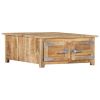 Rustic Solid Mango Wood Coffee Table 27.6"x27.6" | Square Brown Low Profile Accent Table for Living Room