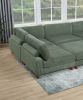 LUXE SAGE GREEN 6-PC MODULAR SECTIONAL | CORDUROY COUCH WITH OTTOMAN & CORNER WEDGE | CUSTOMIZABLE LIVING ROOM SOFA SET