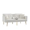 Luxurious Cream White Velvet Futon Sofa Bed with Elegant Gold Metal Legs | Stylish & Versatile Seating