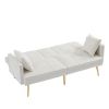 Luxurious Cream White Velvet Futon Sofa Bed with Elegant Gold Metal Legs | Stylish & Versatile Seating