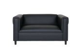 Black Broadway Faux Leather Loveseat Sofa for Living Room