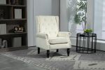 COOLMORE Wood Frame Armchair, Modern Accent Chair Lounge Chair with Sturdy Wood Legs for Living Room Bedroom(Beige)