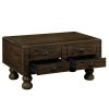 Solid Wood Rectangle Coffee Table for Living Room, 40-Inch Antique Coffee Table with 4 Drawers