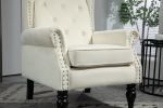 COOLMORE Wood Frame Armchair, Modern Accent Chair Lounge Chair with Sturdy Wood Legs for Living Room Bedroom(Beige)