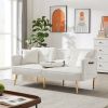 Luxurious Cream White Velvet Futon Sofa Bed with Elegant Gold Metal Legs | Stylish & Versatile Seating