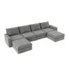 [VIDEO provided][New]115*58" Chenille Modular Sectional Sofa,U Shaped Reversible Couch,Free Combination,6 Seat Sleeper Sofa Bed with Ottoman