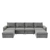[VIDEO provided][New]115*58" Chenille Modular Sectional Sofa,U Shaped Reversible Couch,Free Combination,6 Seat Sleeper Sofa Bed with Ottoman