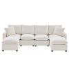 ULTIMATE 6-SEAT U-SHAPE MODULAR SOFA | CHENILLE SECTIONAL COUCH SET W/ PILLOWS
