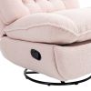 PINK 360° SWIVEL RECLINER | CHENILLE GLIDER CHAIR W/ BLACK METAL BASE