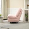PINK 360° SWIVEL RECLINER | CHENILLE GLIDER CHAIR W/ BLACK METAL BASE