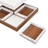 TRENDY 360° ROTATING WHITE SQUARE COFFEE TABLE – 2-TIER FARMHOUSE WOOD CENTERPIECE W/ DETACHABLE TRAYS & STORAGE