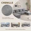[VIDEO provided][New]115*58" Chenille Modular Sectional Sofa,U Shaped Reversible Couch,Free Combination,6 Seat Sleeper Sofa Bed with Ottoman