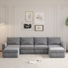 [VIDEO provided][New]115*58" Chenille Modular Sectional Sofa,U Shaped Reversible Couch,Free Combination,6 Seat Sleeper Sofa Bed with Ottoman