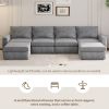 [VIDEO provided][New]115*58" Chenille Modular Sectional Sofa,U Shaped Reversible Couch,Free Combination,6 Seat Sleeper Sofa Bed with Ottoman
