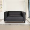 Black Broadway Faux Leather Loveseat Sofa for Living Room