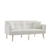 Luxurious Cream White Velvet Futon Sofa Bed with Elegant Gold Metal Legs | Stylish & Versatile Seating