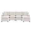 ULTIMATE 6-SEAT U-SHAPE MODULAR SOFA | CHENILLE SECTIONAL COUCH SET W/ PILLOWS