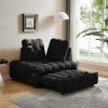 LUXURY BLACK VELVET SOFA BED | PULL-OUT, REMOVABLE BACKREST, USB PORT & SWIVEL PHONE STAND