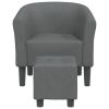 Tub Chair with Footstool Dark Gray Fabric
