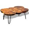 Rustic Elegance: 13.8" Solid Sheesham Wood Coffee Table with 6 Trunks – Timeless Brown Beauty