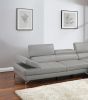 Elegant Light Gray 2-Piece Sectional Couch Set – Faux Leather Living Room Sofa with Adjustable Armrests & Headrests
