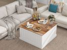 COZY RUSTIC FARMHOUSE COFFEE TABLE | 31.5" SQUARE WOOD CENTERPIECE WITH LIFT TOP