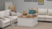 COZY RUSTIC FARMHOUSE COFFEE TABLE | 31.5" SQUARE WOOD CENTERPIECE WITH LIFT TOP
